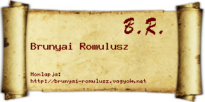 Brunyai Romulusz névjegykártya
